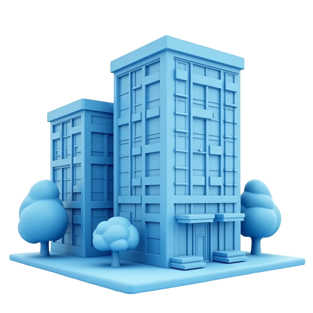 Blue Monochromatic Building Model